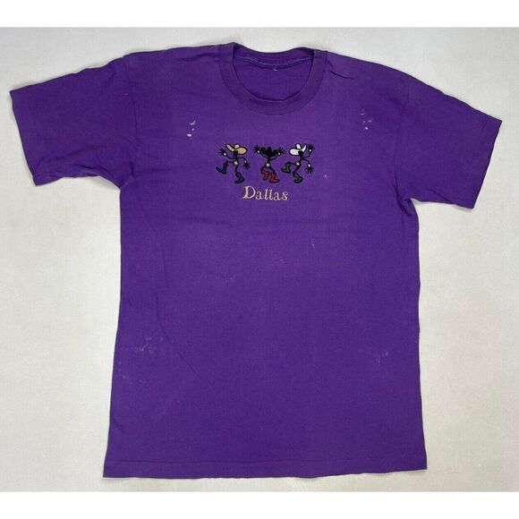 Hanes Other - VINTAGE Dallas Cowboy Embroidered T-shirt Men Large Purple 90s Single Stitch